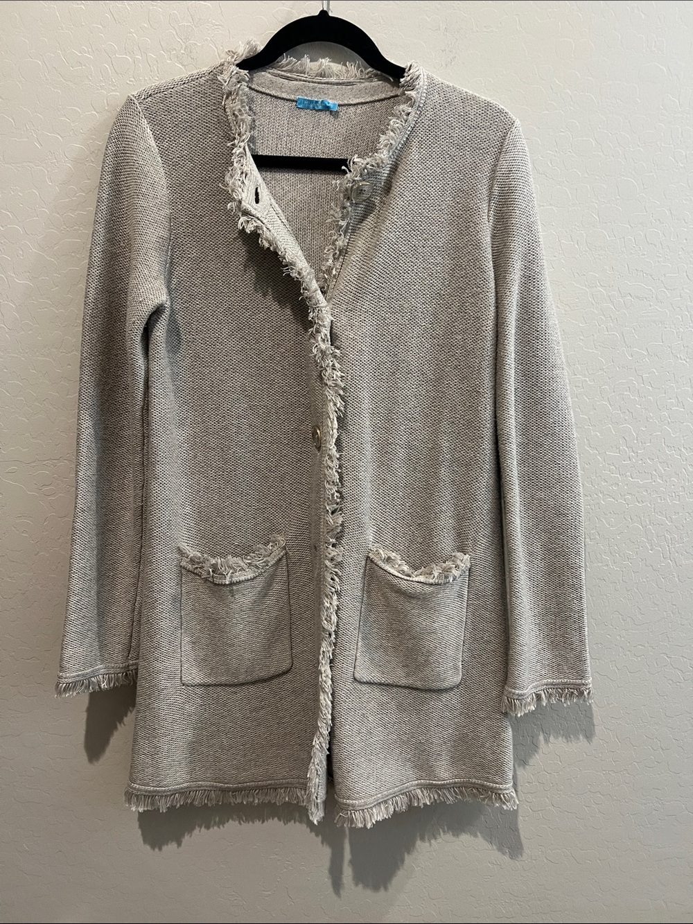 J McLaughlin Women's Fringe Trim Cardigan Sweater small
